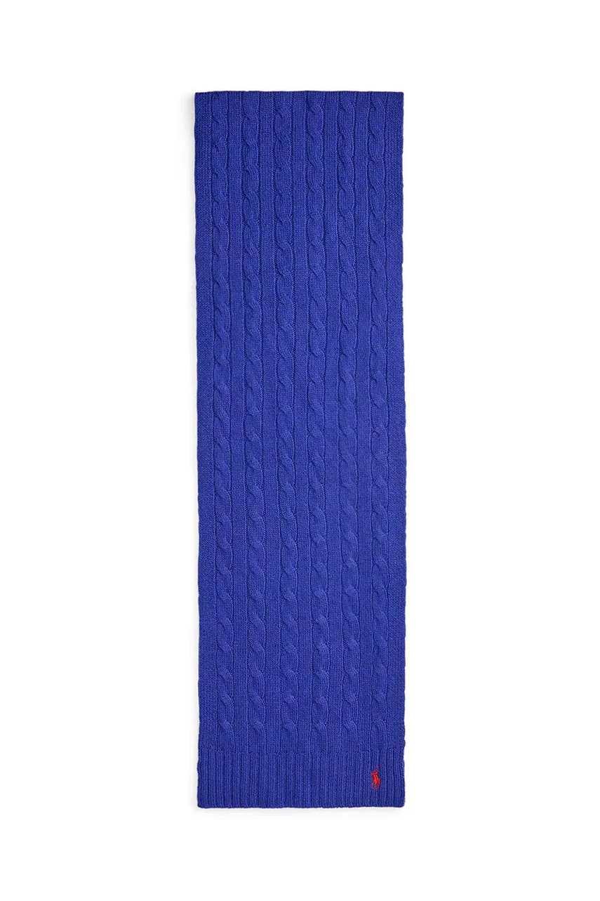 Шерстяной шарф Polo Ralph Lauren цвет синий однотонный 455956296