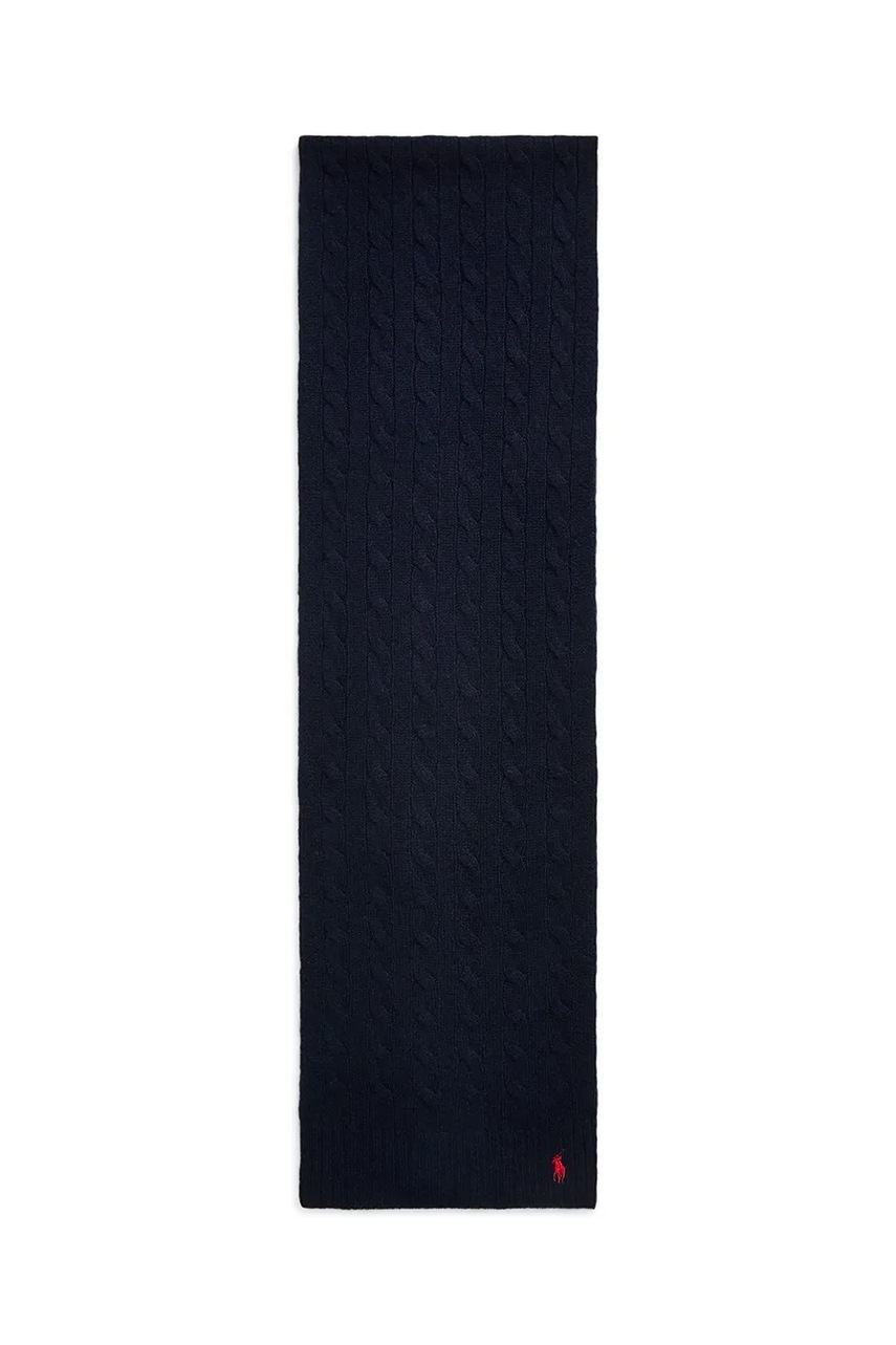 Шерстяной шарф Polo Ralph Lauren цвет синий однотонный 455956296