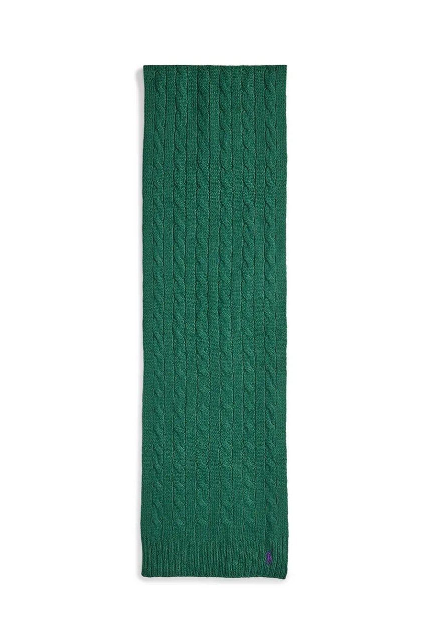 Шерстяной шарф Polo Ralph Lauren цвет зелёный однотонный 455956296