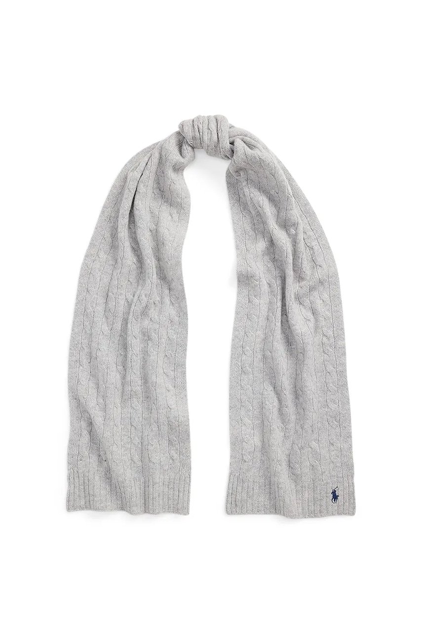 Levně Vlněná šála Polo Ralph Lauren dámská, šedá barva, hladká, 455956296
