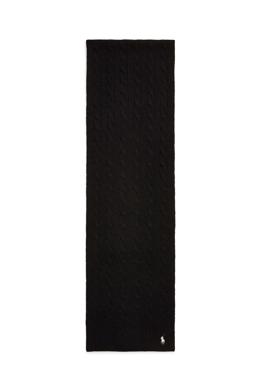 Шерстяной шарф Polo Ralph Lauren цвет чёрный однотонный 455956296