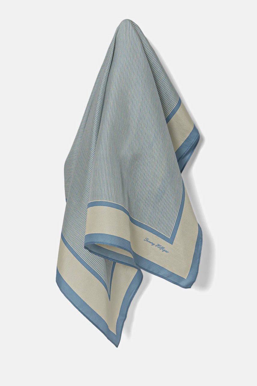 Tommy Hilfiger apaszka jedwabna damska kolor niebieski wzorzysta AW0AW17629