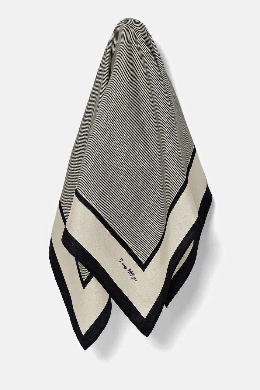 Levně Hedvábný šátek Tommy Hilfiger dámský, tmavomodrá barva, AW0AW17629