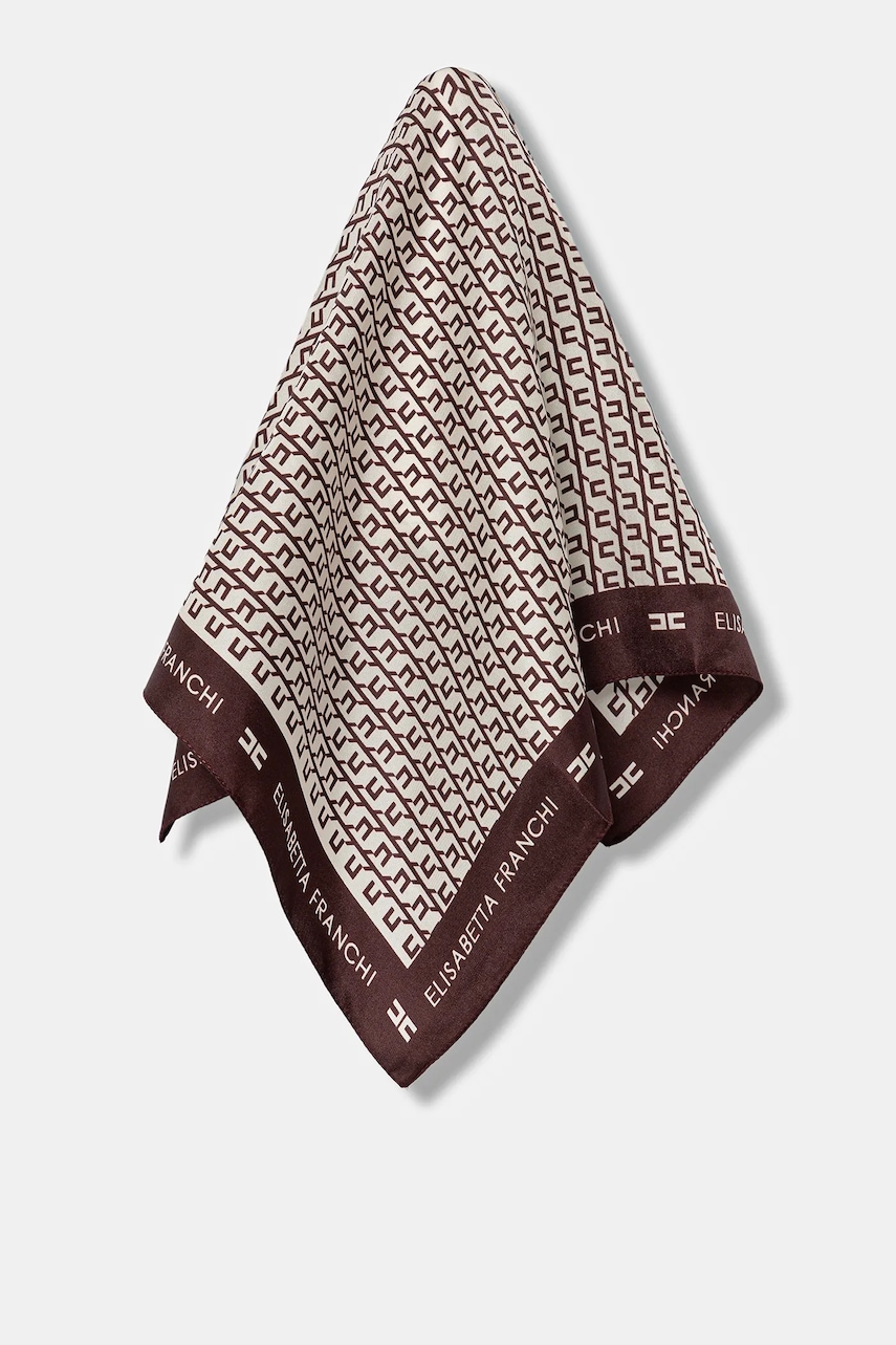 Elisabetta Franchi eșarfă de mătase culoarea bordo, cu imprimeu, FO15F56E2