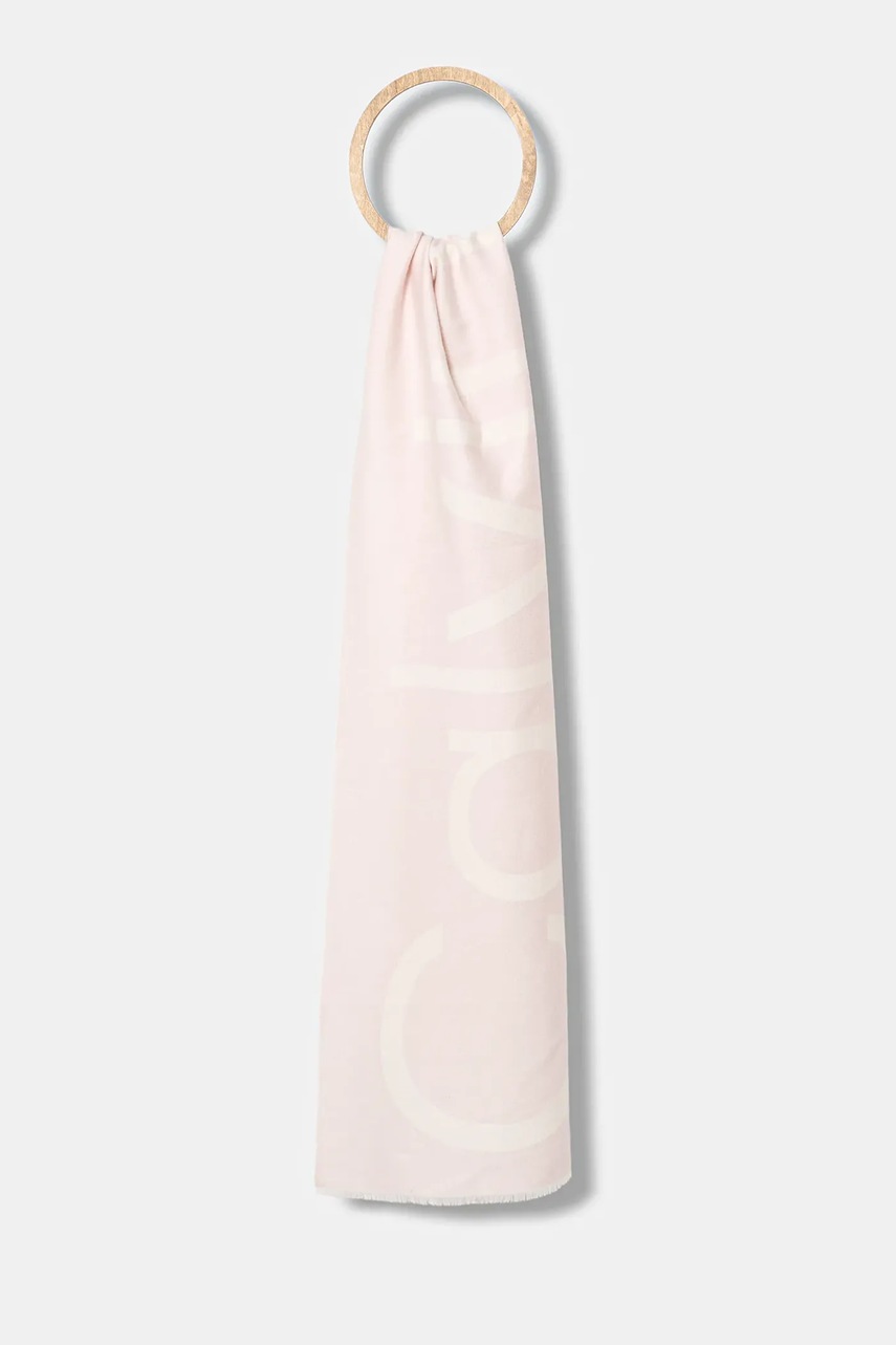 Levně Šátek z vlněné směsi Calvin Klein dámský, růžová barva, LV04F8051G