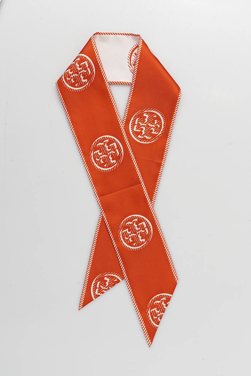 Tory Burch eșarfă cu mătase Medallion culoarea portocaliu, cu imprimeu, 174863-600