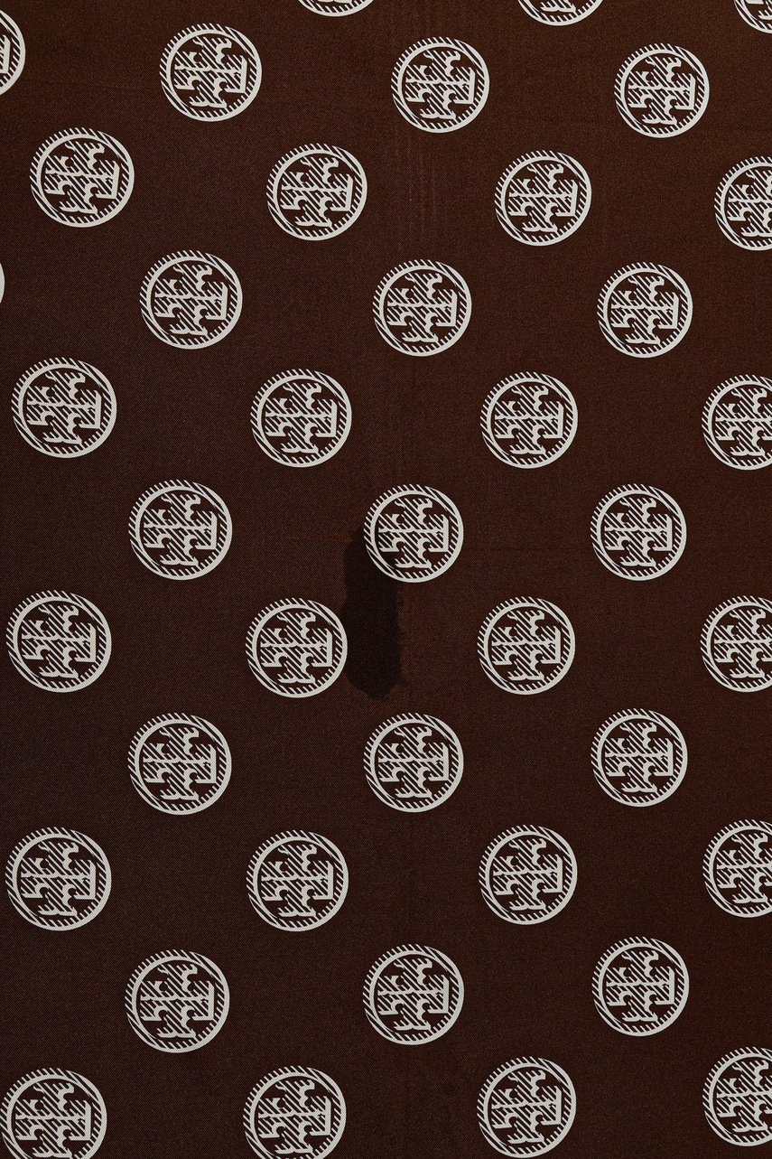 Шелковый платок Tory Burch Medallion цвет коричневый узор 171200-200