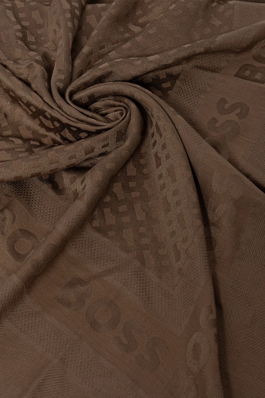 Шелковый платок BOSS цвет коричневый однотонная 50510871