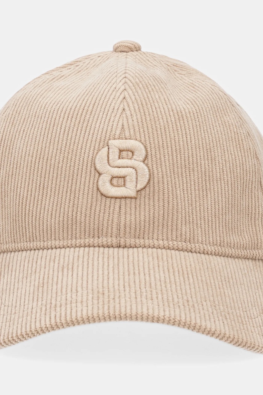 Велюровая кепка BOSS цвет бежевый с аппликацией 50544419