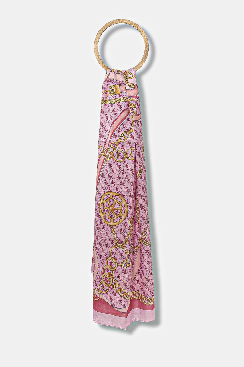 Levně Šála Guess MERIDIAN dámská, růžová barva, vzorovaná, AW5339 POL03