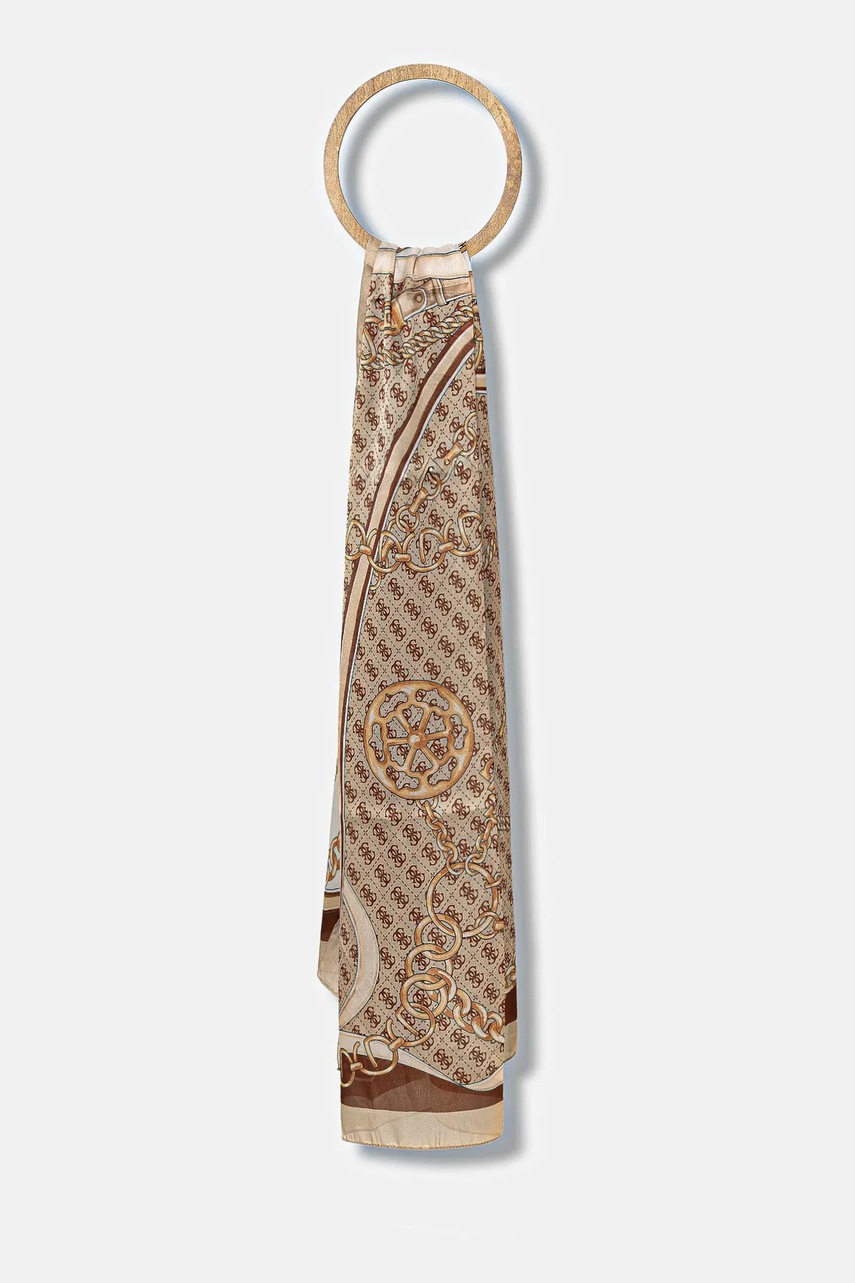 Levně Šála Guess MERIDIAN dámská, béžová barva, vzorovaná, AW5339 POL03