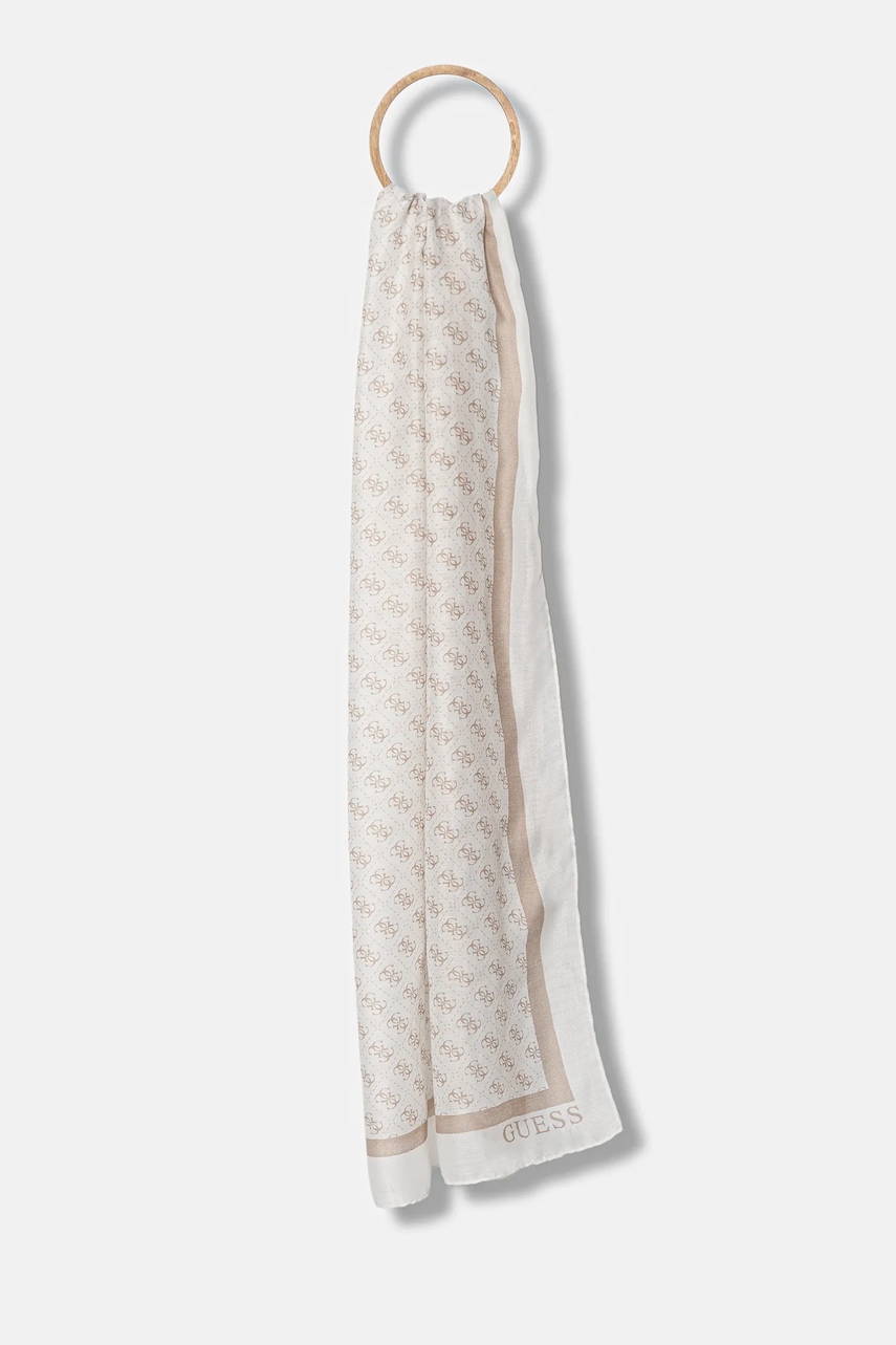 Levně Šála Guess KATYA dámská, béžová barva, vzorovaná, AW5341 POL03