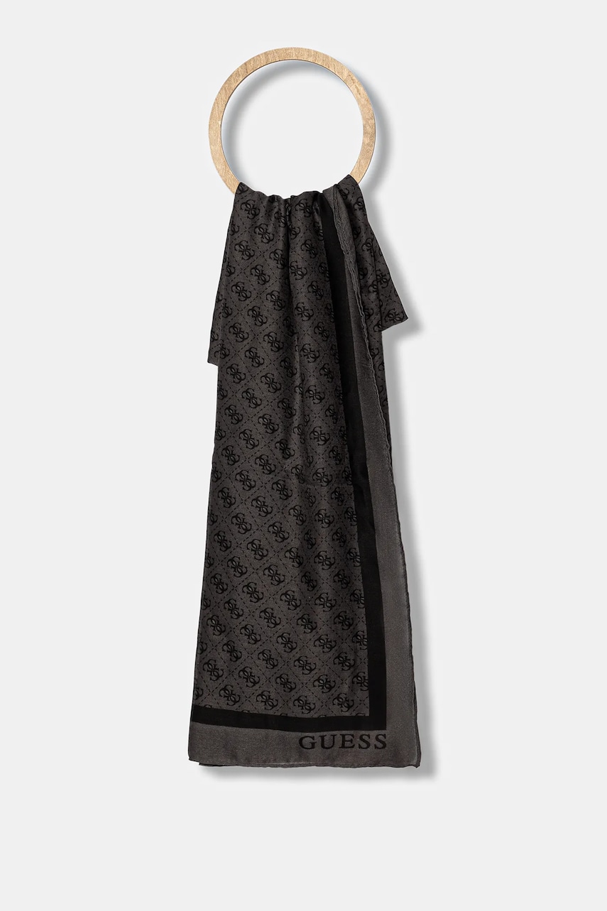Levně Šála Guess KATYA dámská, šedá barva, vzorovaná, AW5341 POL03