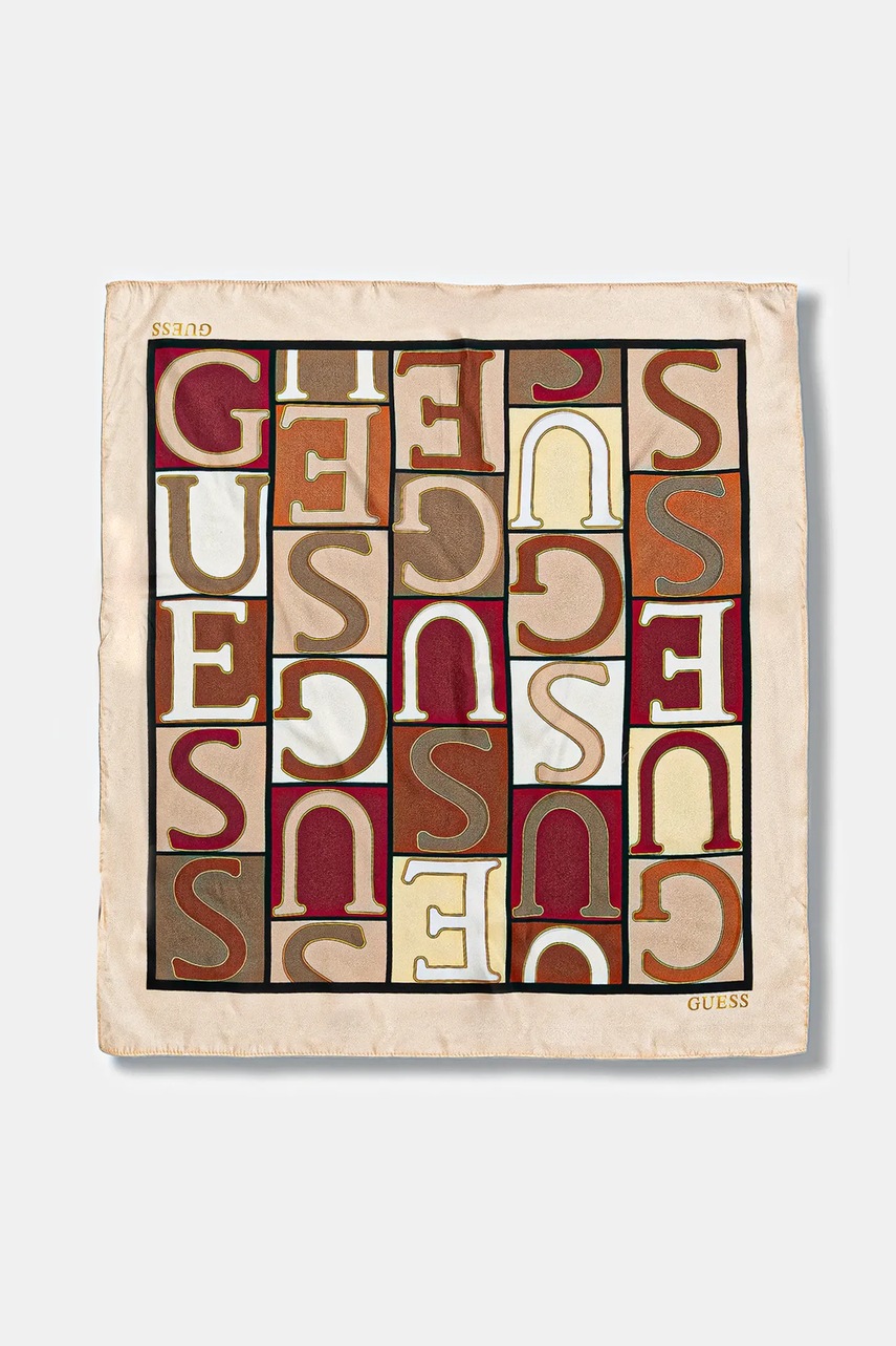 Шелковый платок Guess цвет коричневый узор AW5345 SIL03 Шелковый платок Guess цвет коричневый узор AW5345 SIL03