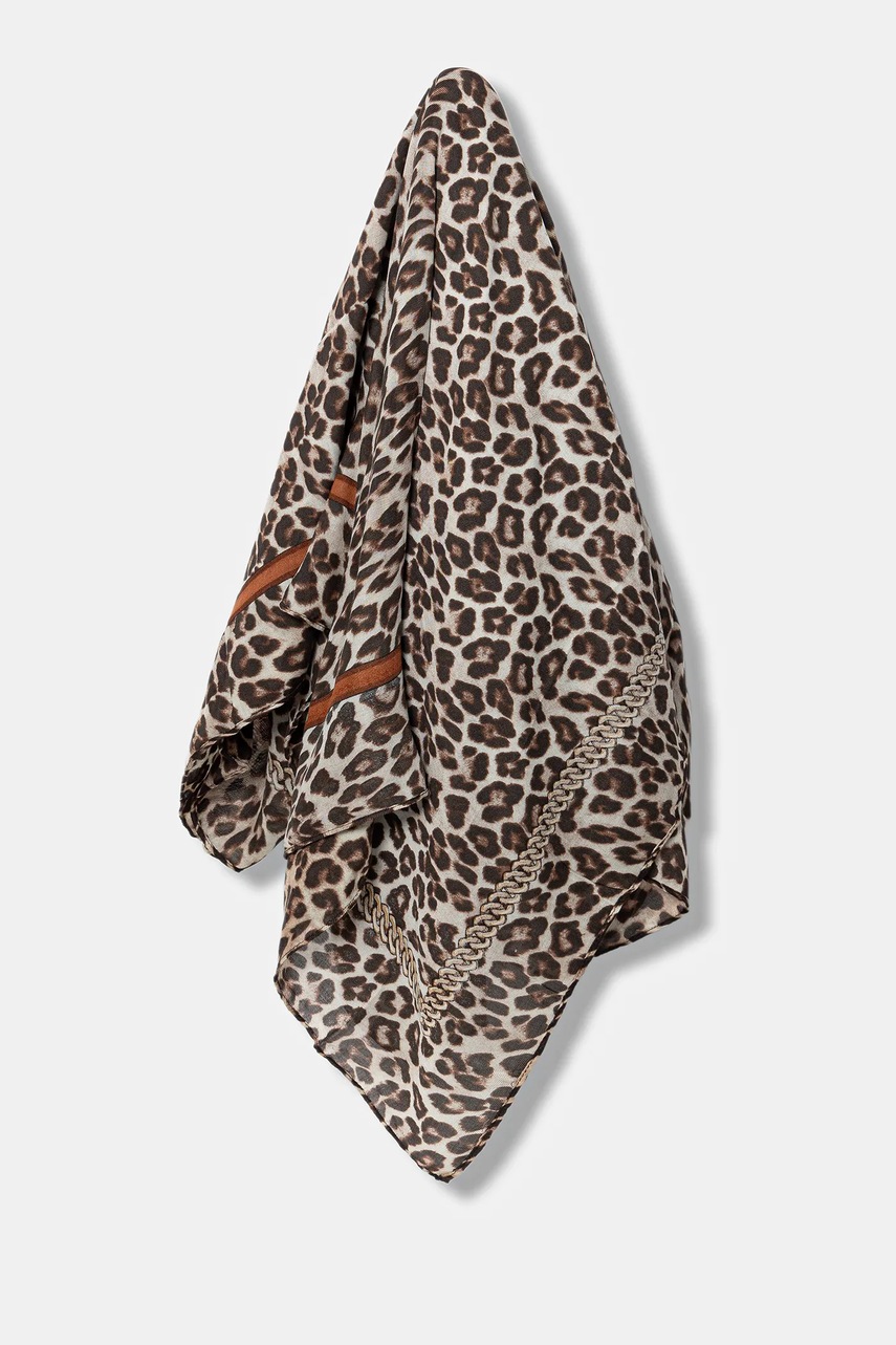 Levně Šála Guess dámská, hnědá barva, vzorovaná, AW5349 MOD03