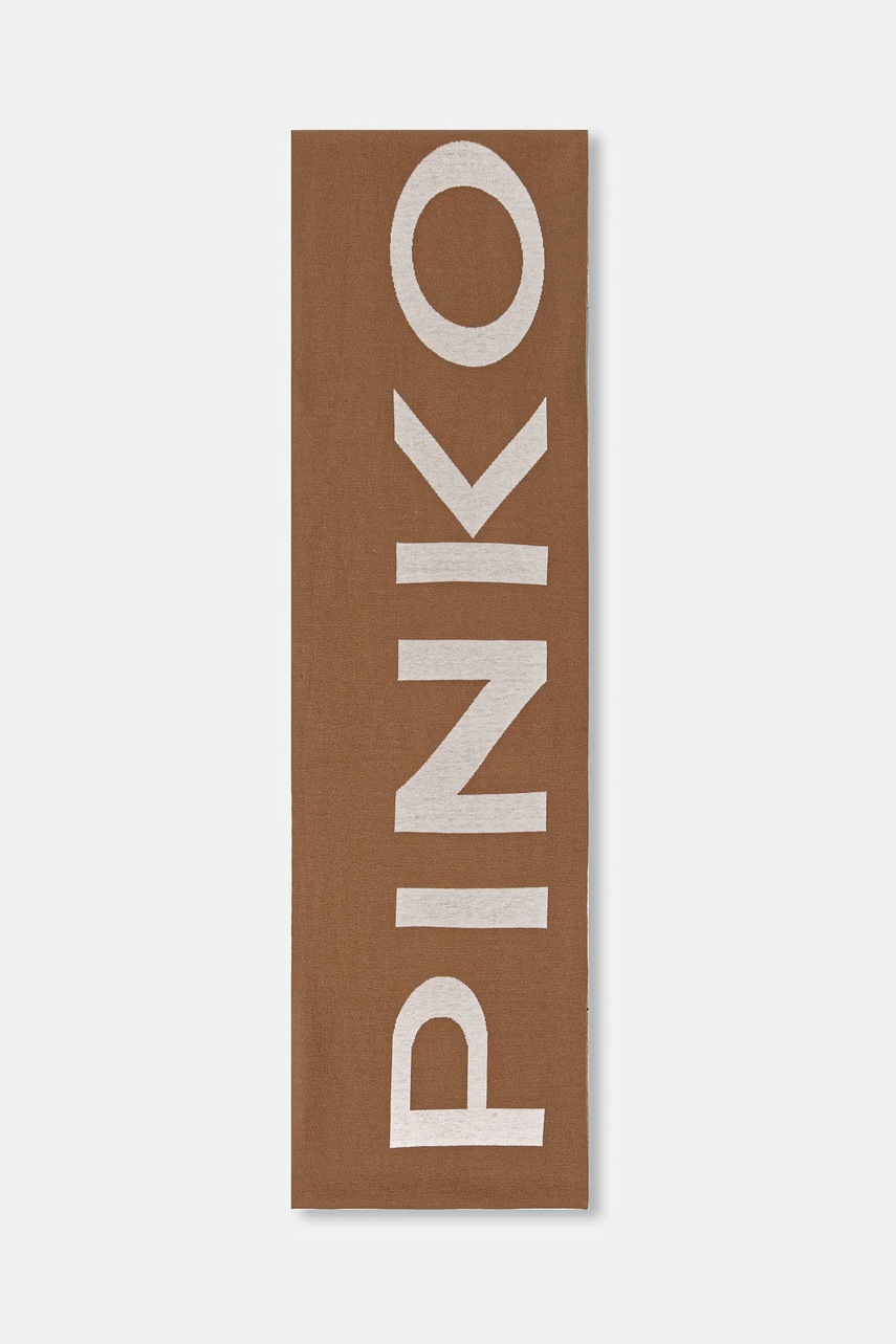 Шарф с добавлением шерсти Pinko цвет коричневый узор 105988 A2Z5