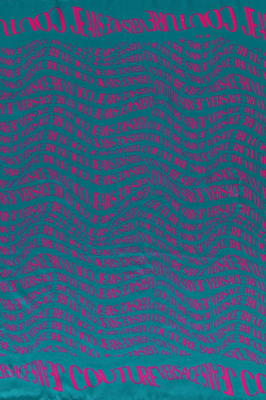 Шелковый платок Versace Jeans Couture цвет зелёный узор 79HA7H01 ZG406