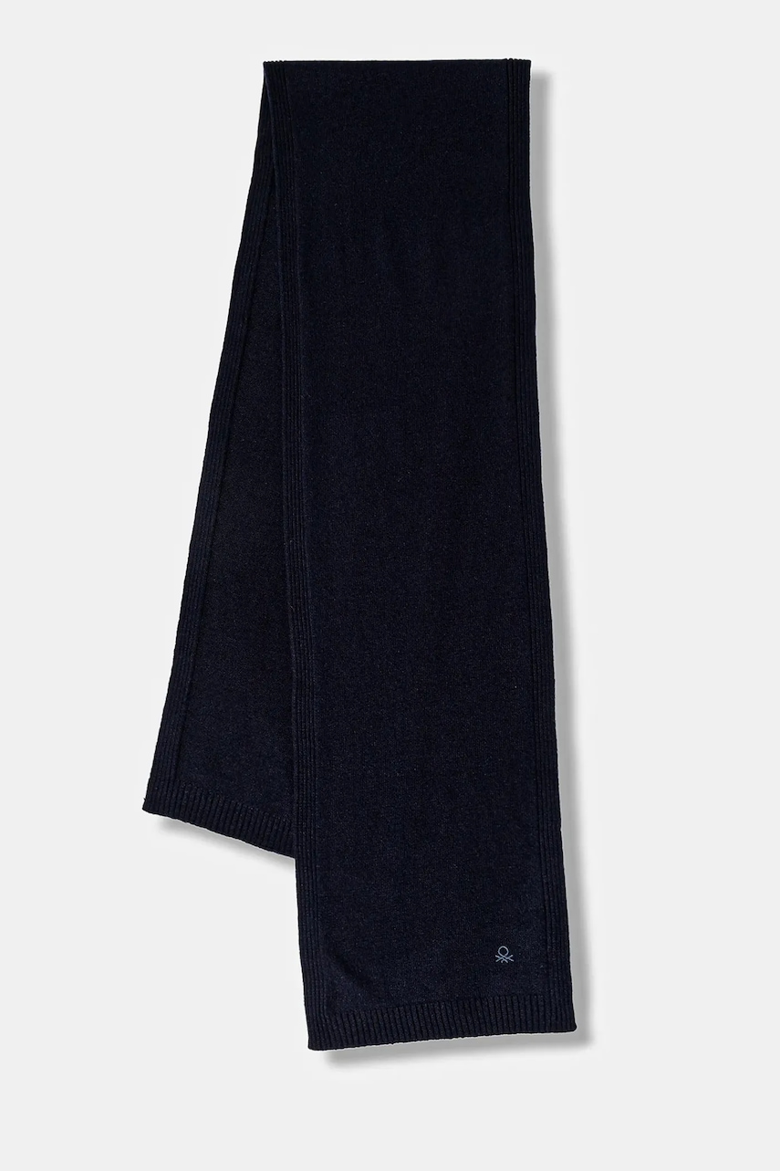 United Colors of Benetton eșarfă cu lână culoarea bleumarin, uni, 122HDU01O