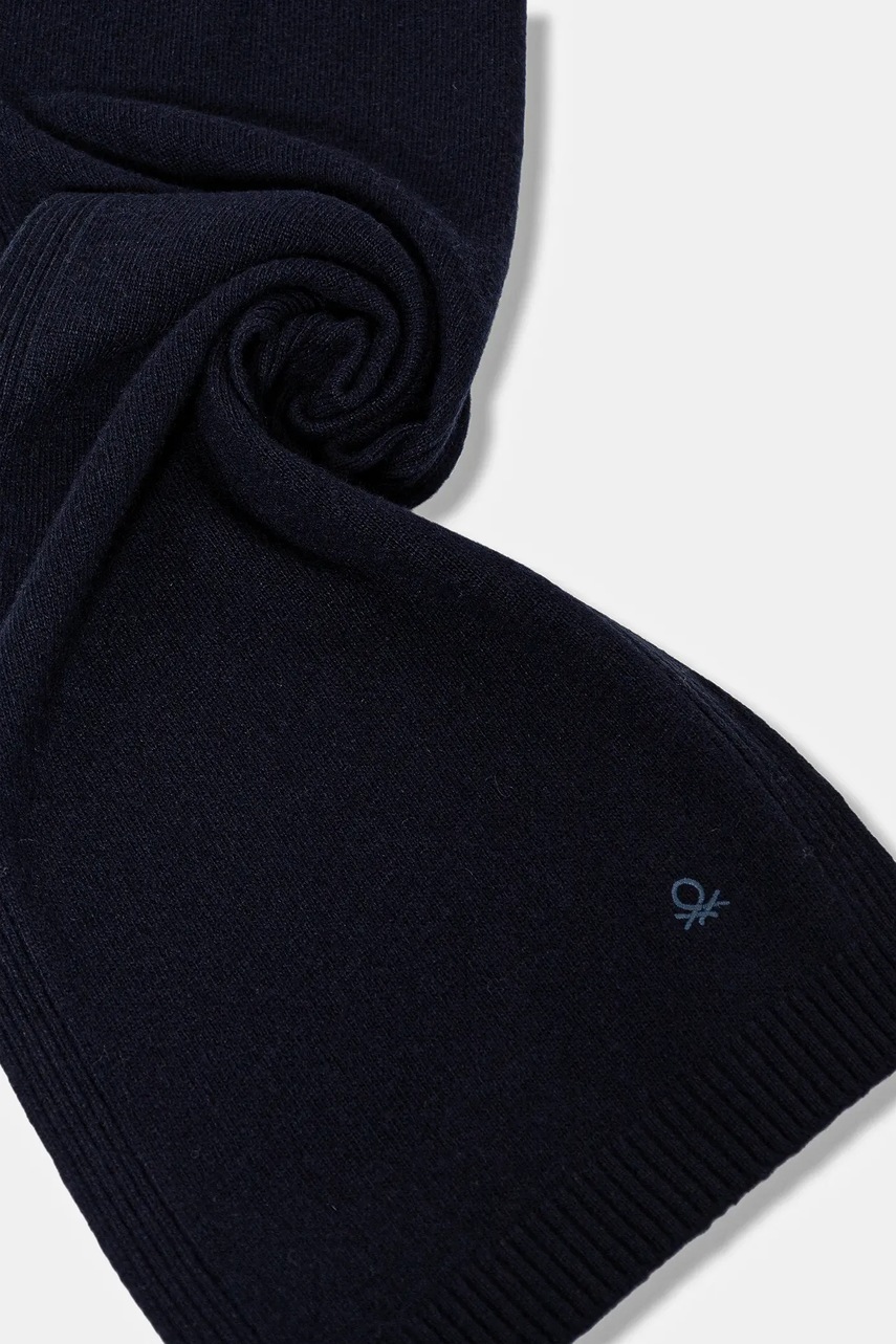 Шарф с добавлением шерсти United Colors of Benetton цвет синий однотонный 122HDU01O