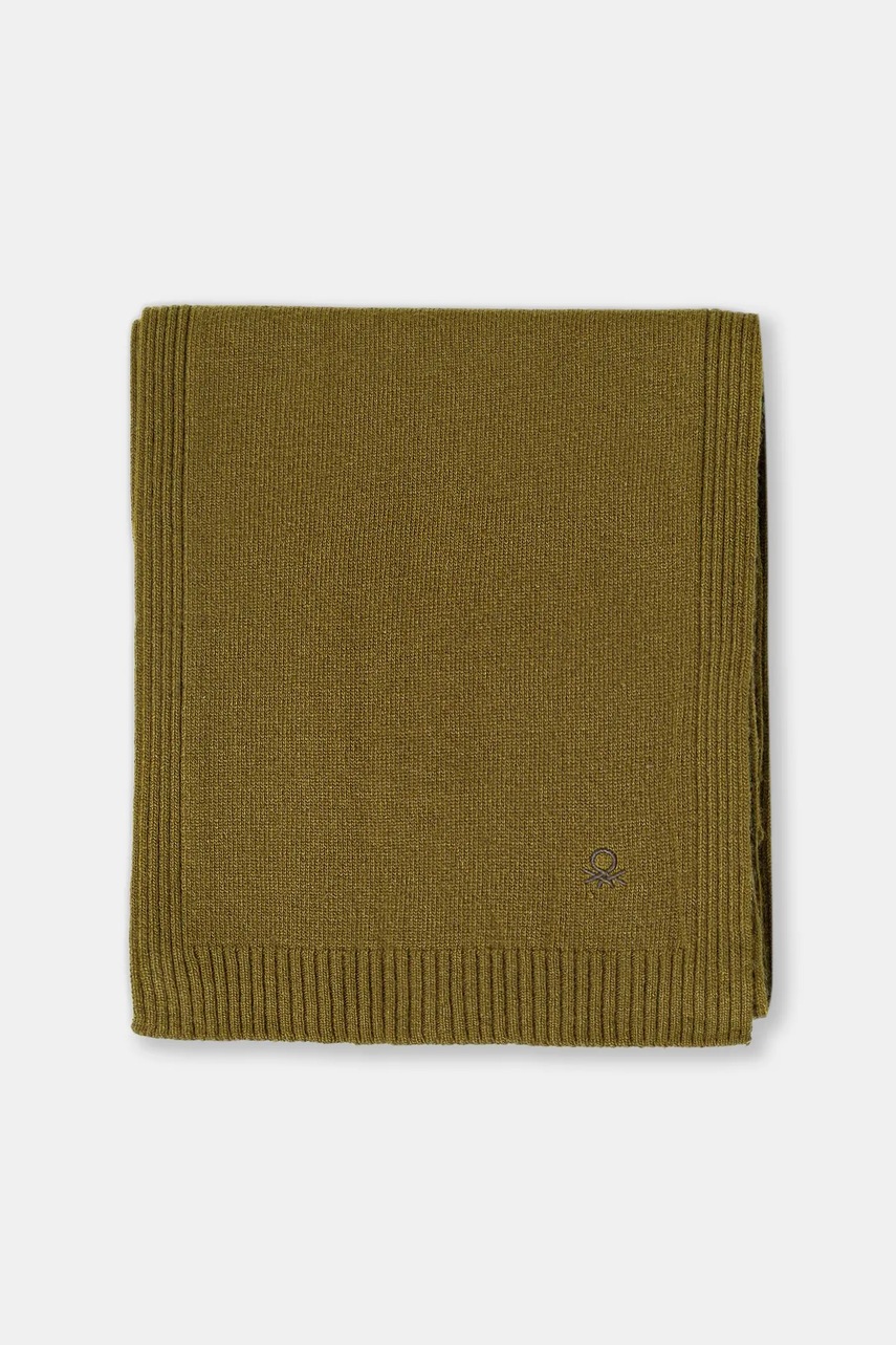 Шарф с добавлением шерсти United Colors of Benetton цвет зелёный однотонный 122HDU01O