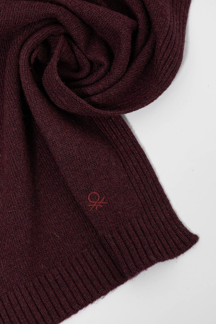 Шарф с добавлением шерсти United Colors of Benetton цвет бордовый однотонный 122HDU01O