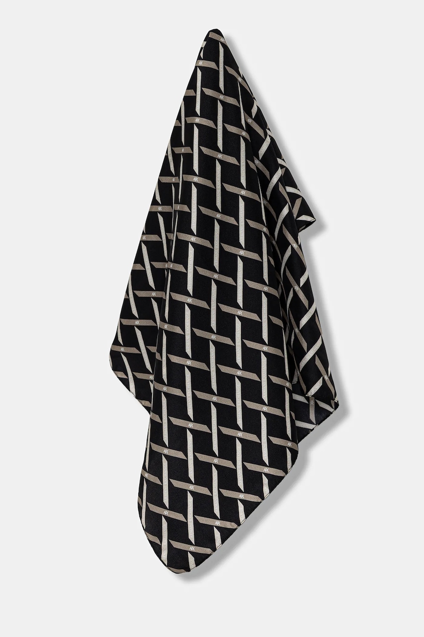 Levně Hedvábný šátek Armani Exchange dámský, černá barva, XW001485 AF16979