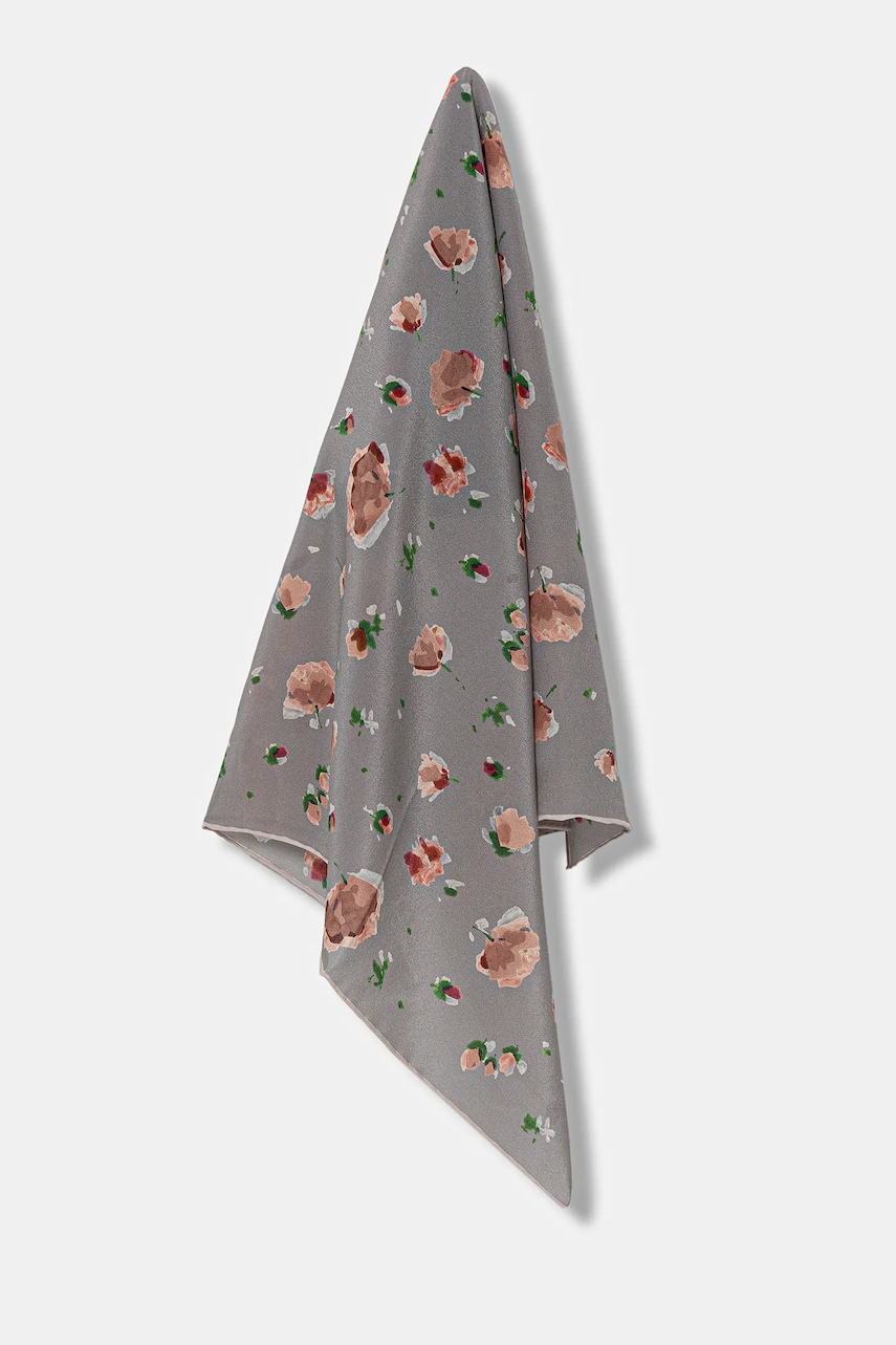 Furla eșarfă de mătase culoarea gri, cu imprimeu, WT00099.BX4039.3389S