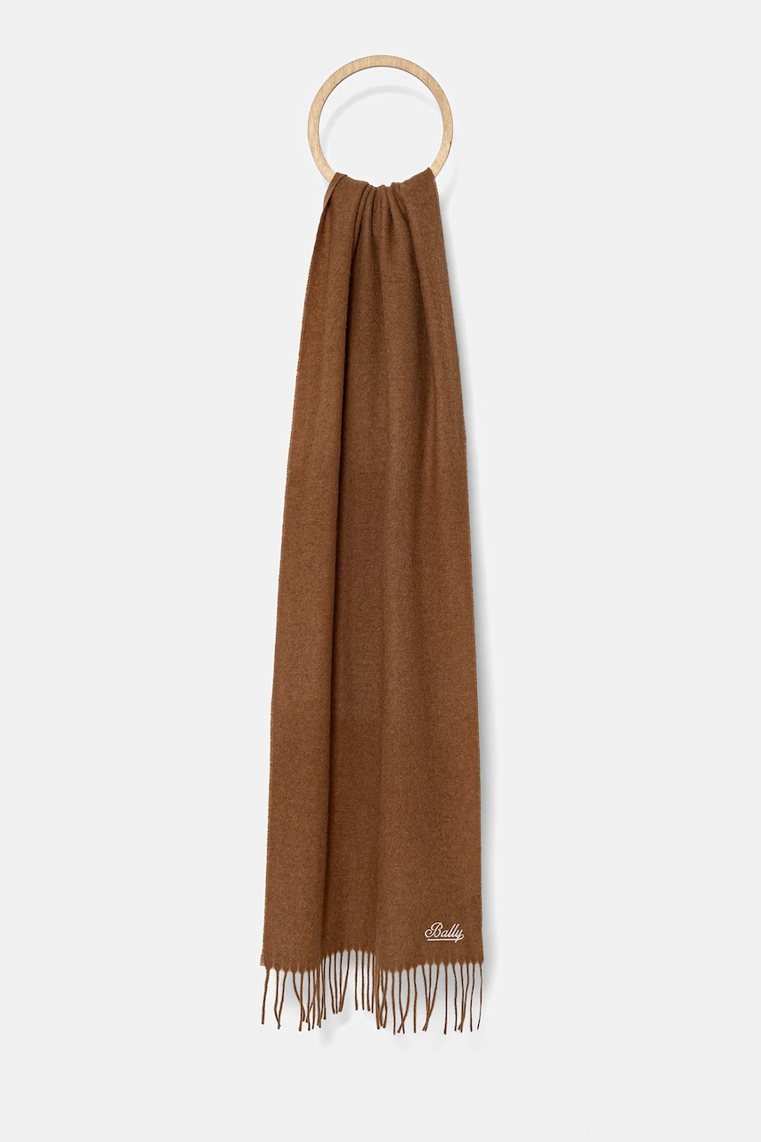 Bally fular de lână culoarea maro, uni, WSC04W