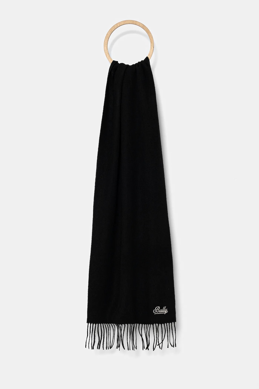 Bally fular de lână culoarea negru, uni, WSC04W