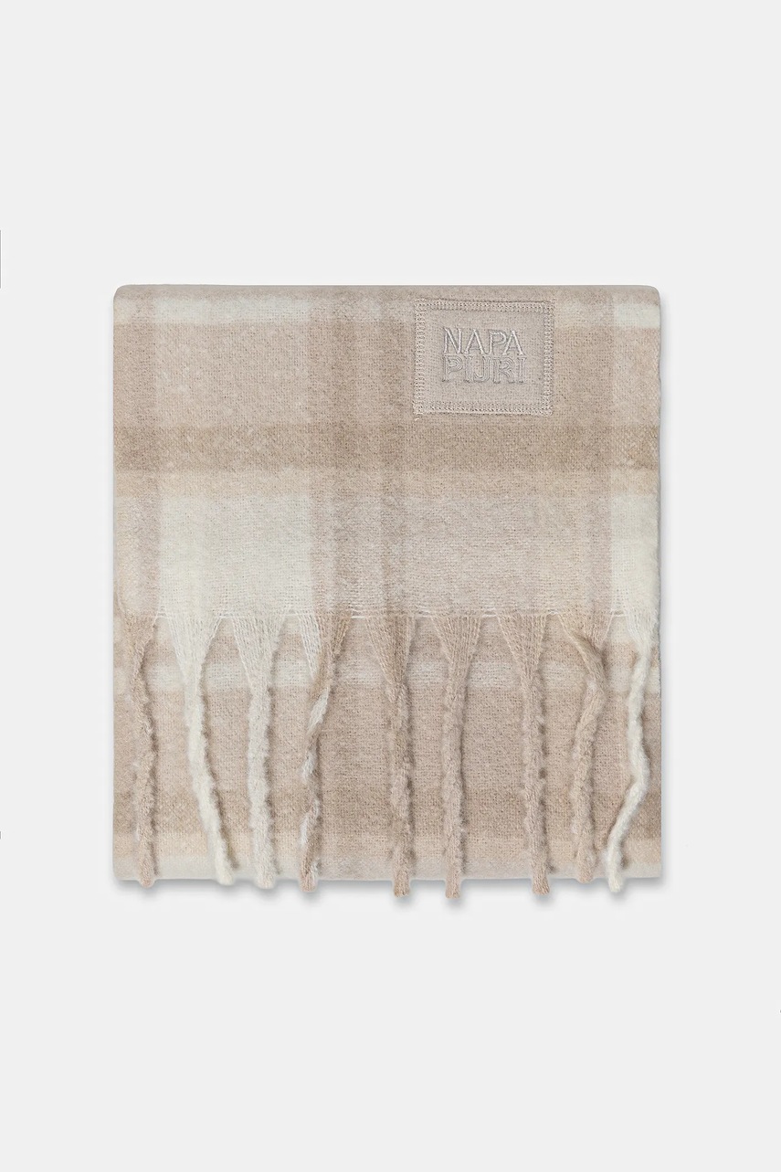 Шарф с добавлением шерсти Napapijri F-Penia цвет бежевый узор NP0A88WVN1J1