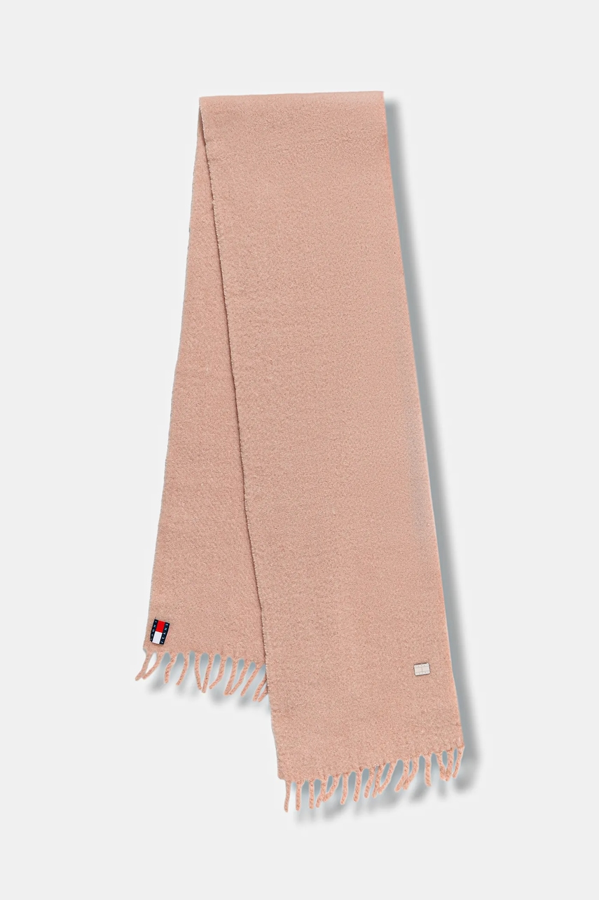 Tommy Jeans eșarfă cu lână culoarea roz, uni, AW0AW17903