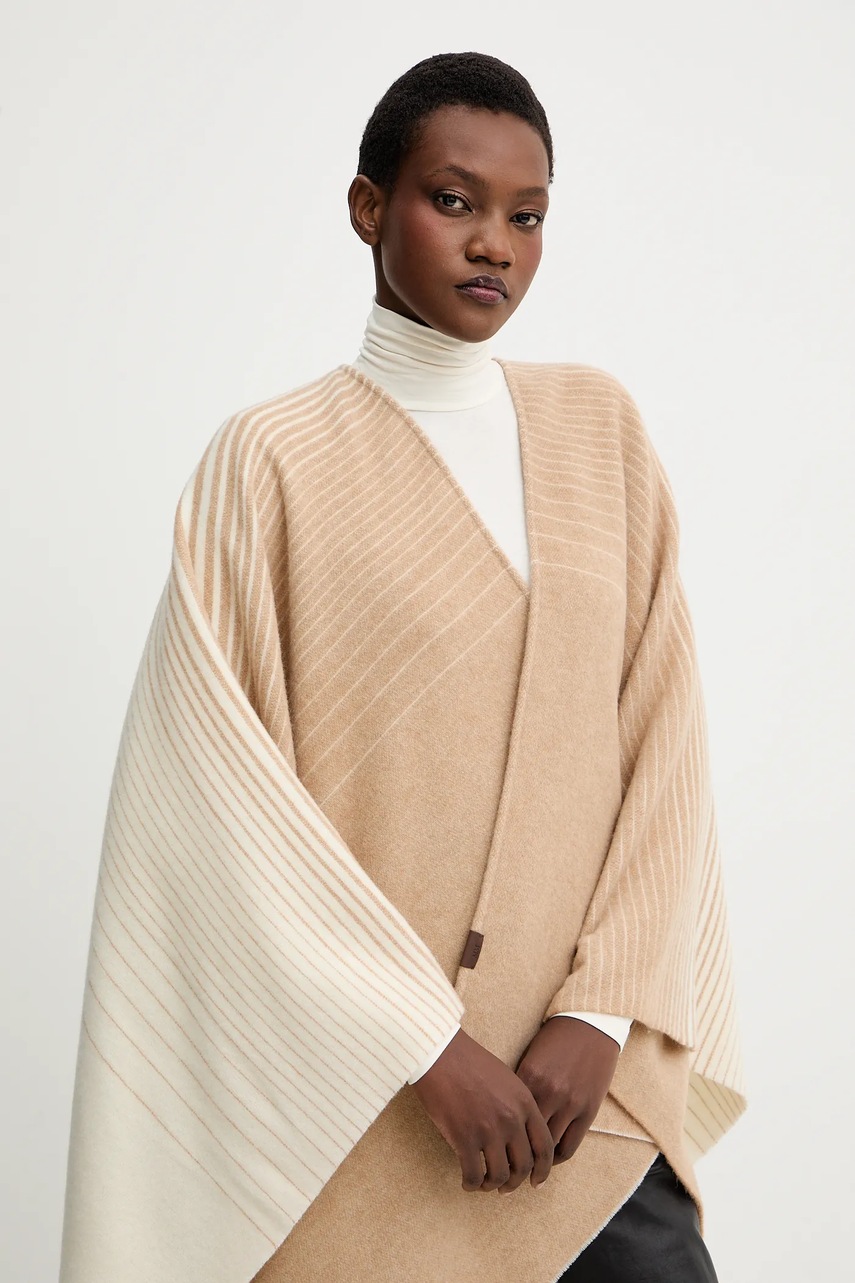 Πόντσο με μαλλί MM BRENTA χρώμα: μπεζ, 2526546028600 φωτογραφία