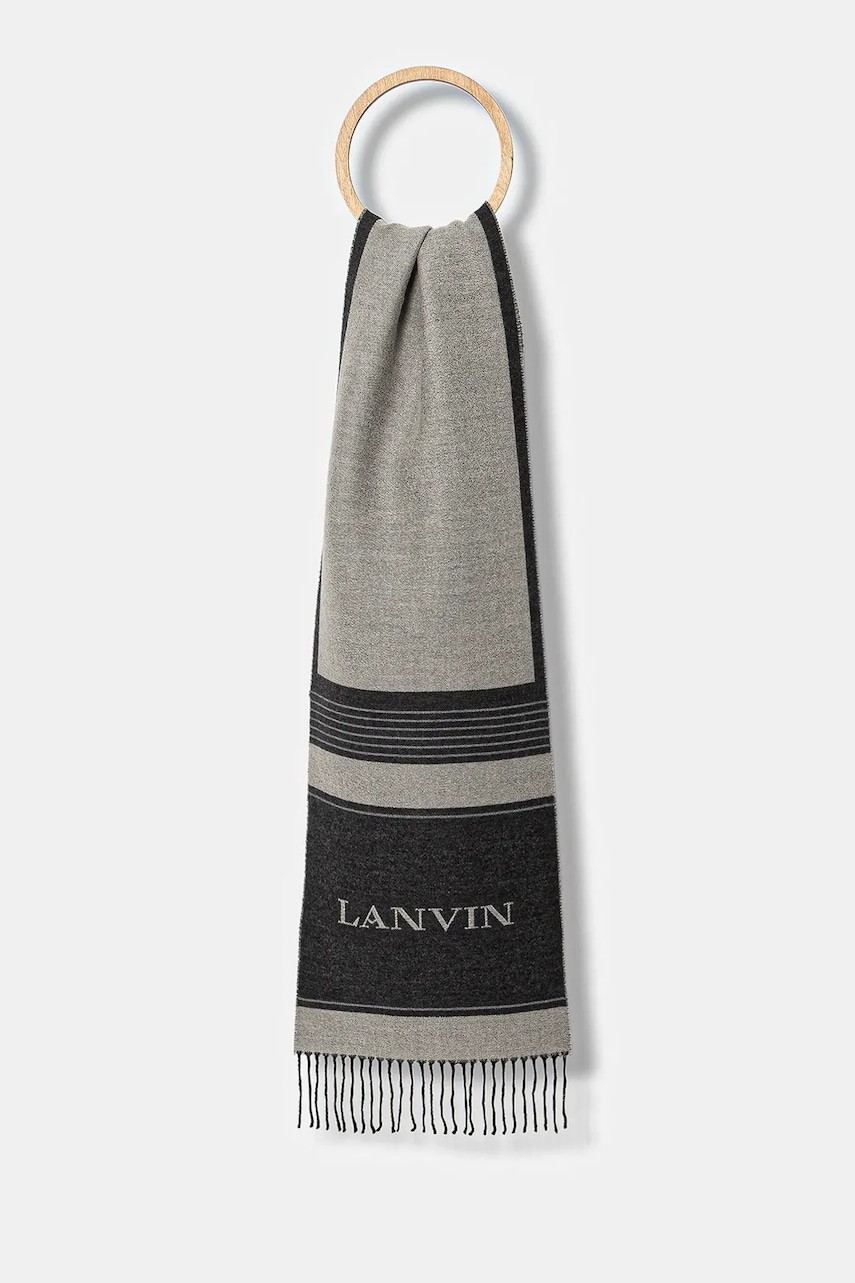 Lanvin esarfa de lana culoarea gri, modelator, 710009252