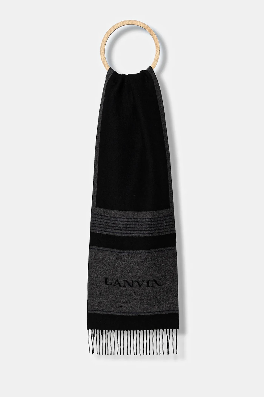 Levně Vlněná šála Lanvin dámská, černá barva, vzorovaná, 710009252