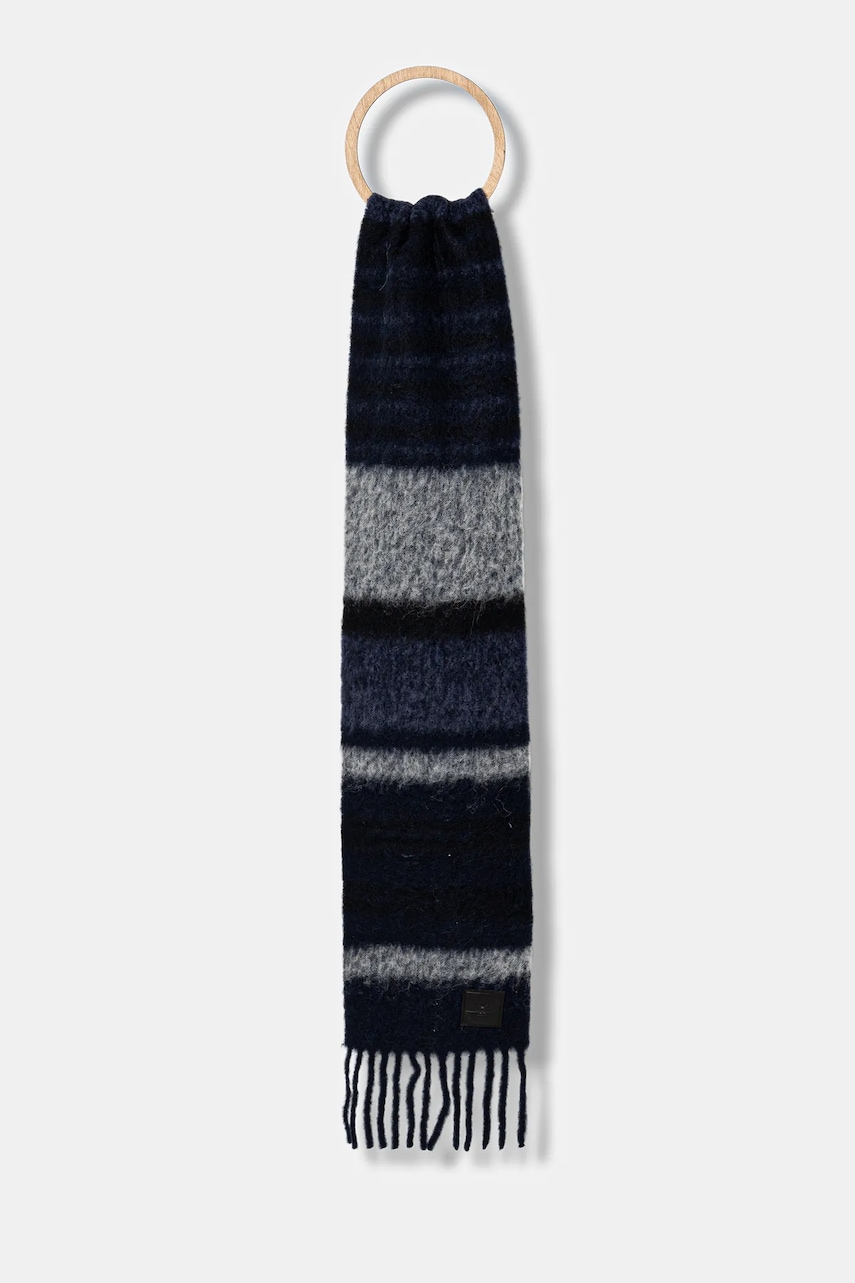 Weekend Max Mara eșarfă cu lână UGOLINA culoarea bleumarin, cu imprimeu, 2525546035600