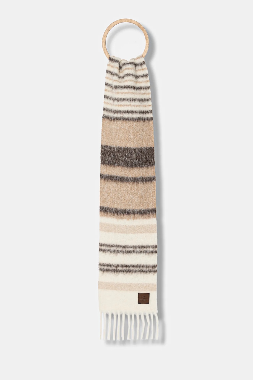 Weekend Max Mara eșarfă cu lână UGOLINA culoarea bej, cu imprimeu, 2525546035600