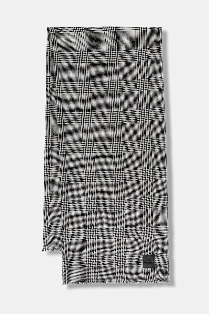 Weekend Max Mara șal de lână QUANTUM culoarea negru, cu imprimeu, 2525546045600