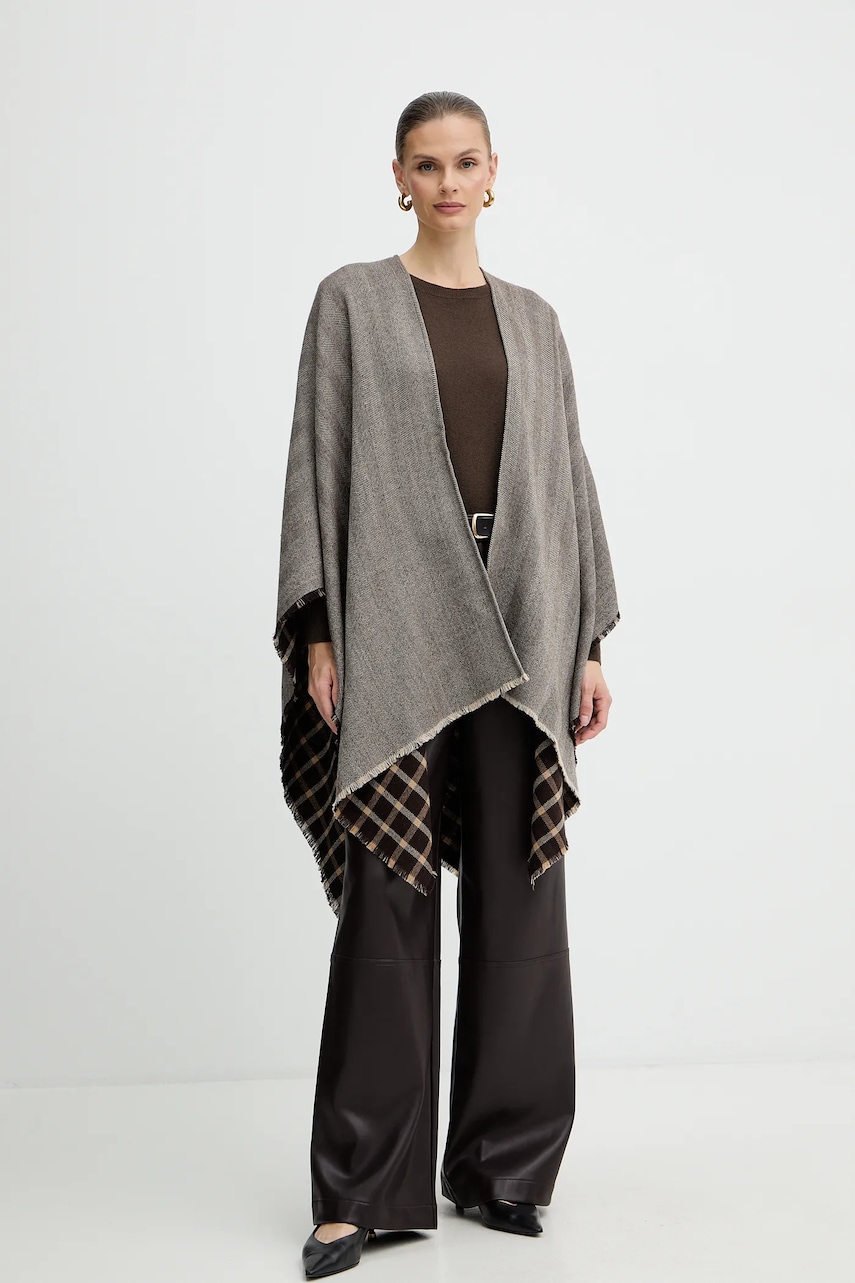 Weekend Max Mara poncho de lână OGNUNO culoarea maro, light, 2525546055600