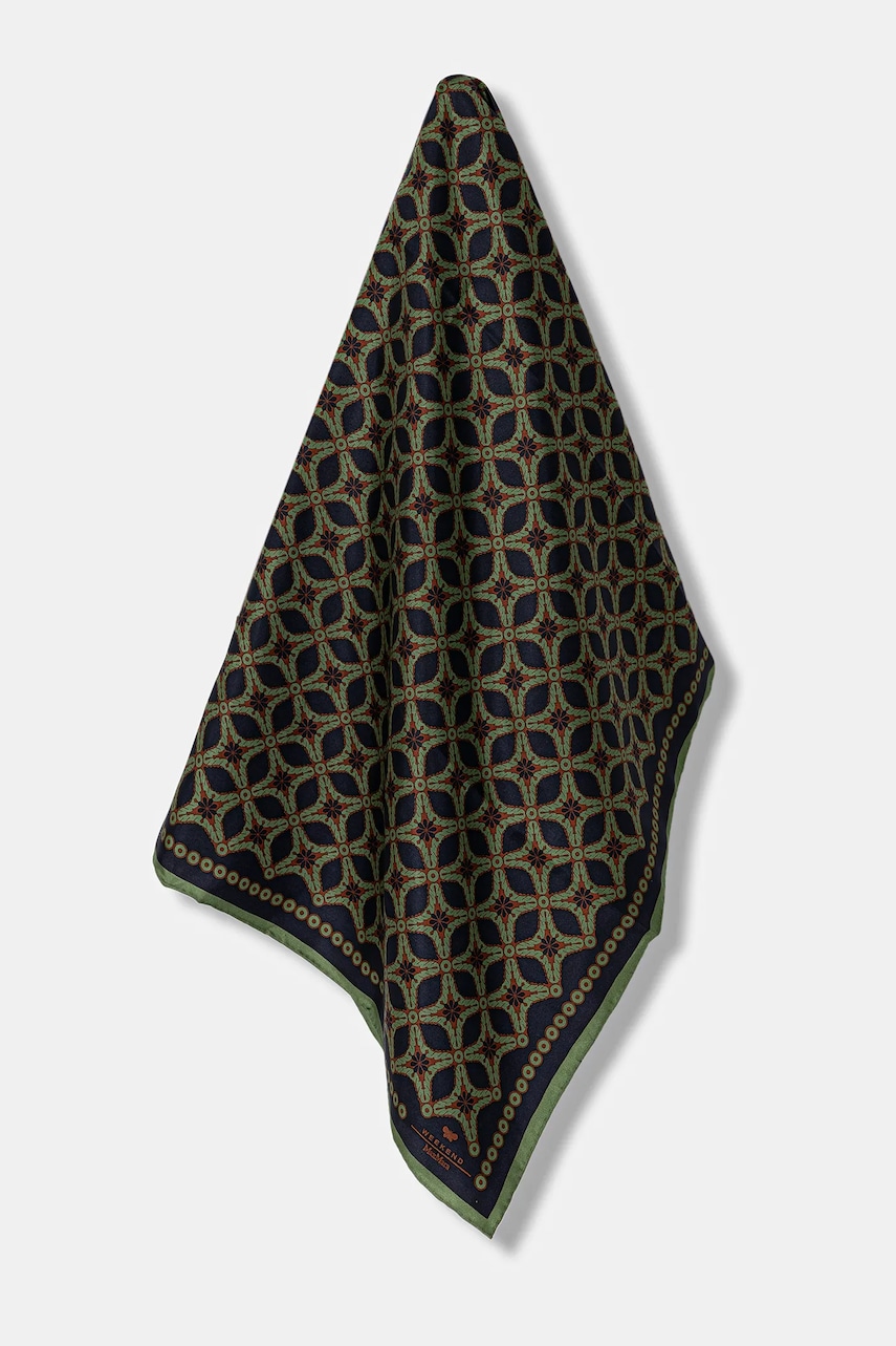 Weekend Max Mara eșarfă de mătase ONESTONEW culoarea bleumarin, cu model, 2525546115600