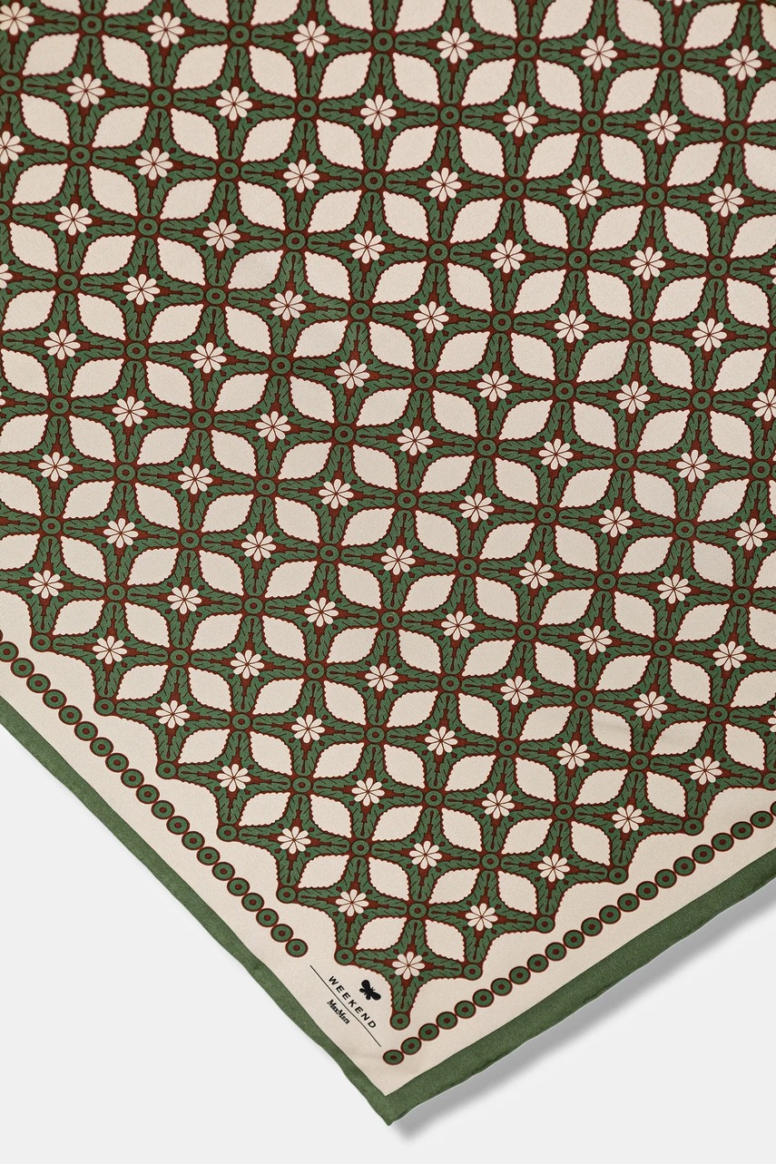 Шелковый платок на шею Weekend Max Mara ONESTONEW цвет бежевый узор 2525546115600