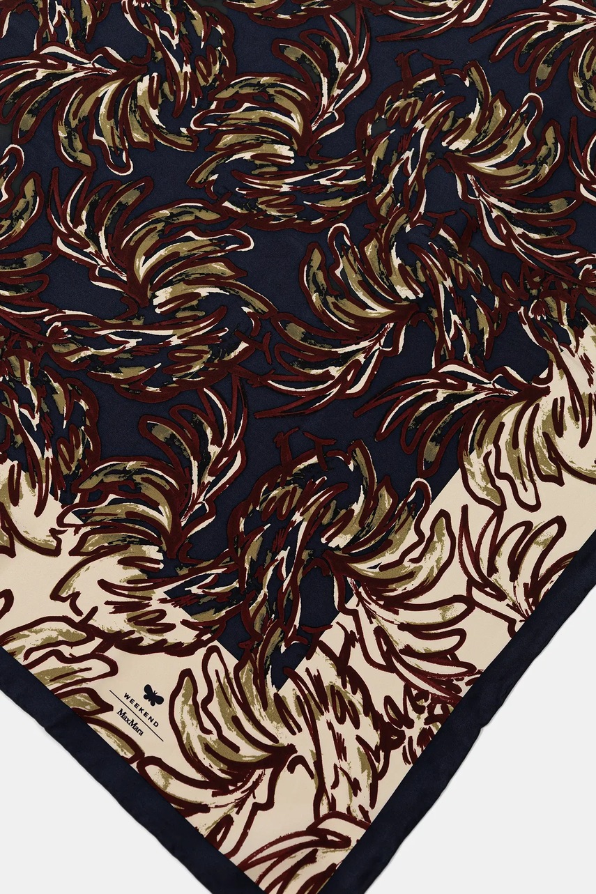 Шелковый платок на шею Weekend Max Mara ONESTO цвет синий узор 2525546125600