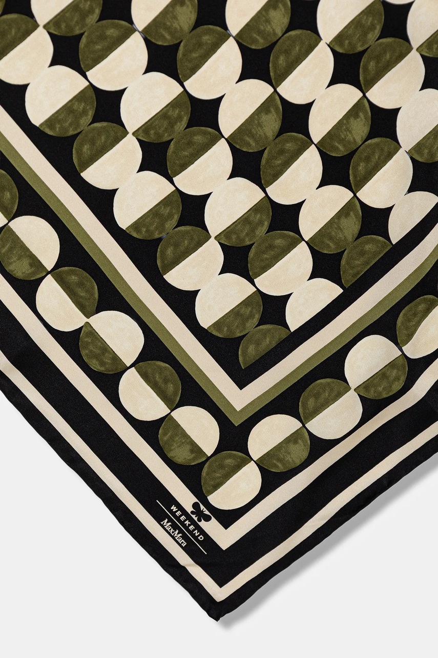 Шелковый платок на шею Weekend Max Mara ONESTO цвет зелёный узор 2525546125600