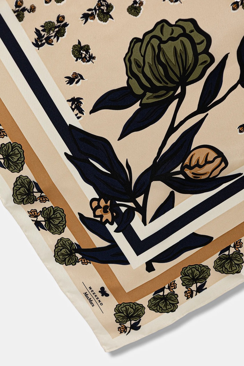 Шелковый платок на шею Weekend Max Mara ONESTO цвет бежевый узор 2525546125600