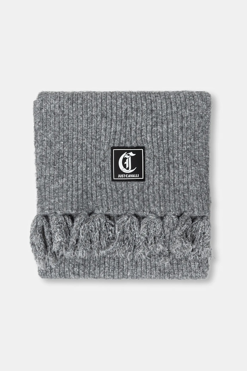 Шарф с добавлением шерсти Just Cavalli цвет серый меланж 79RA2H08 ZG411