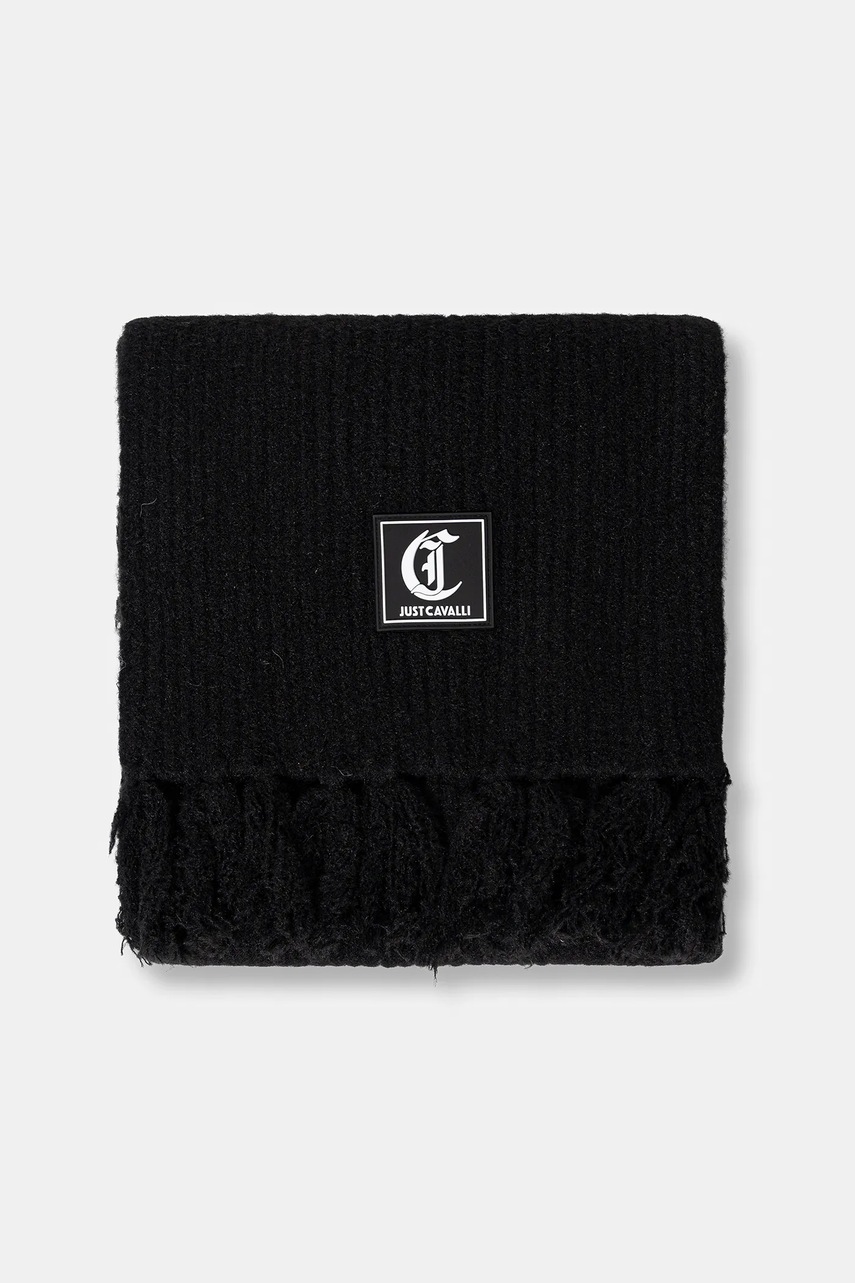 Шарф с добавлением шерсти Just Cavalli цвет чёрный меланж 79RA2H08 ZG411