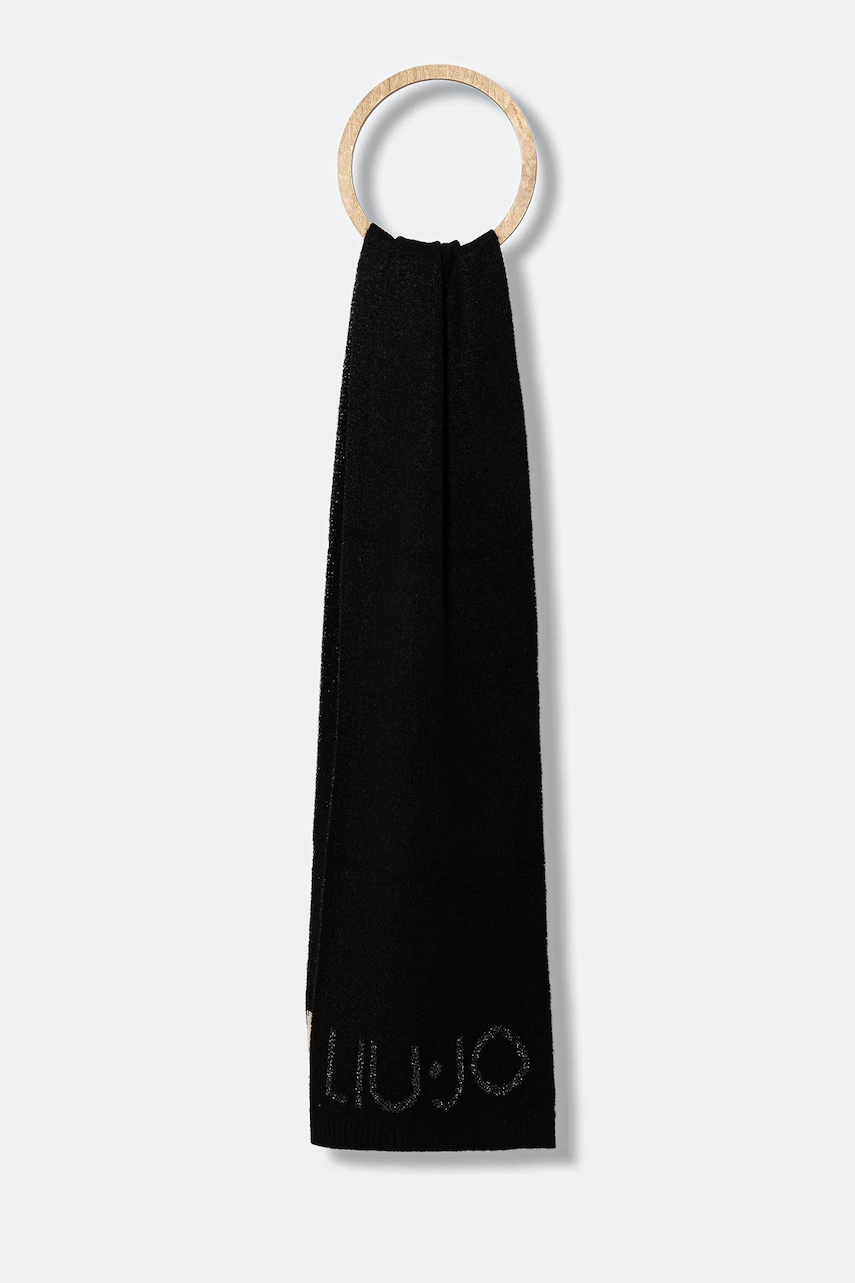 Levně Šála Liu Jo dámská, černá barva, s aplikací, 2F5019.M0300