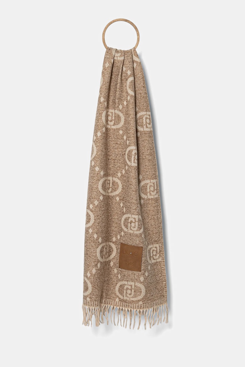Levně Šála Liu Jo dámská, béžová barva, vzorovaná, 2F5038.T0300