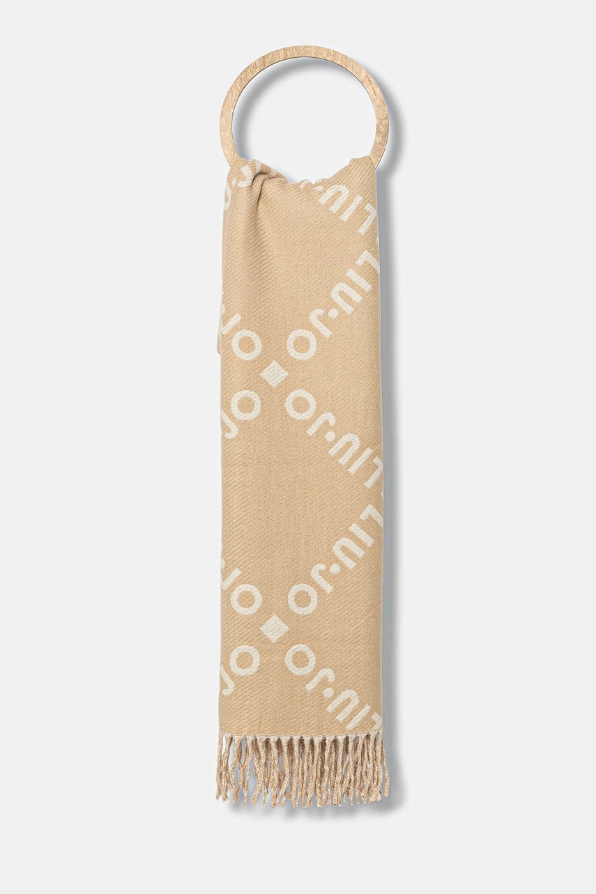 Levně Šála Liu Jo dámská, béžová barva, vzorovaná, 2F5039.T0300
