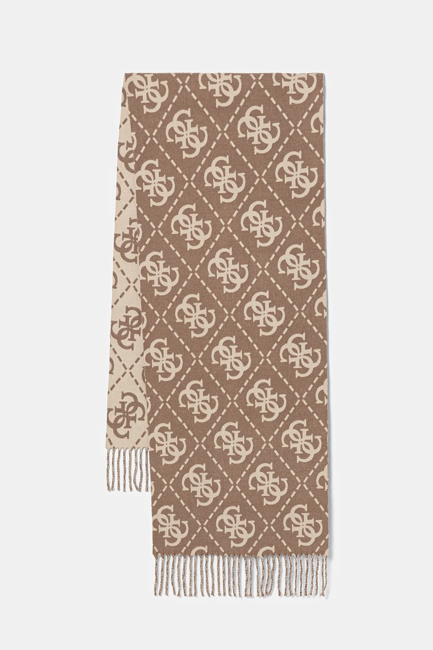 Levně Šála Guess dámská, hnědá barva, vzorovaná, W5BZ33 Z4210