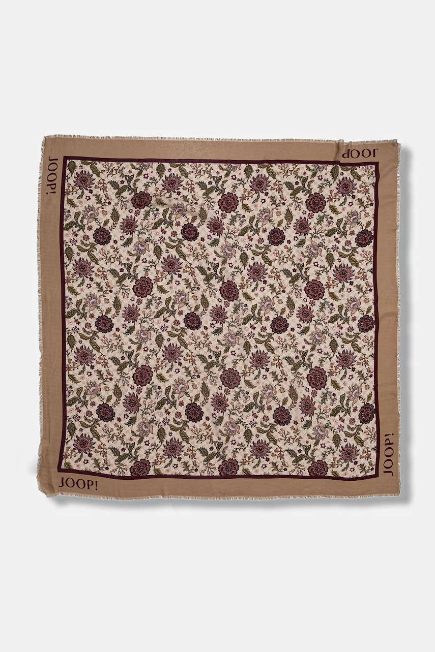 Joop! eșarfă culoarea bej, cu imprimeu, 30048379 Joop! eșarfă culoarea bej, cu imprimeu, 30048379